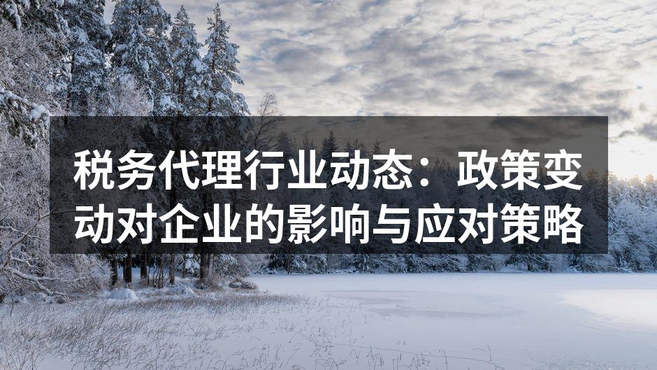 税务代理行业动态：政策变动对企业的影响与应对策略
